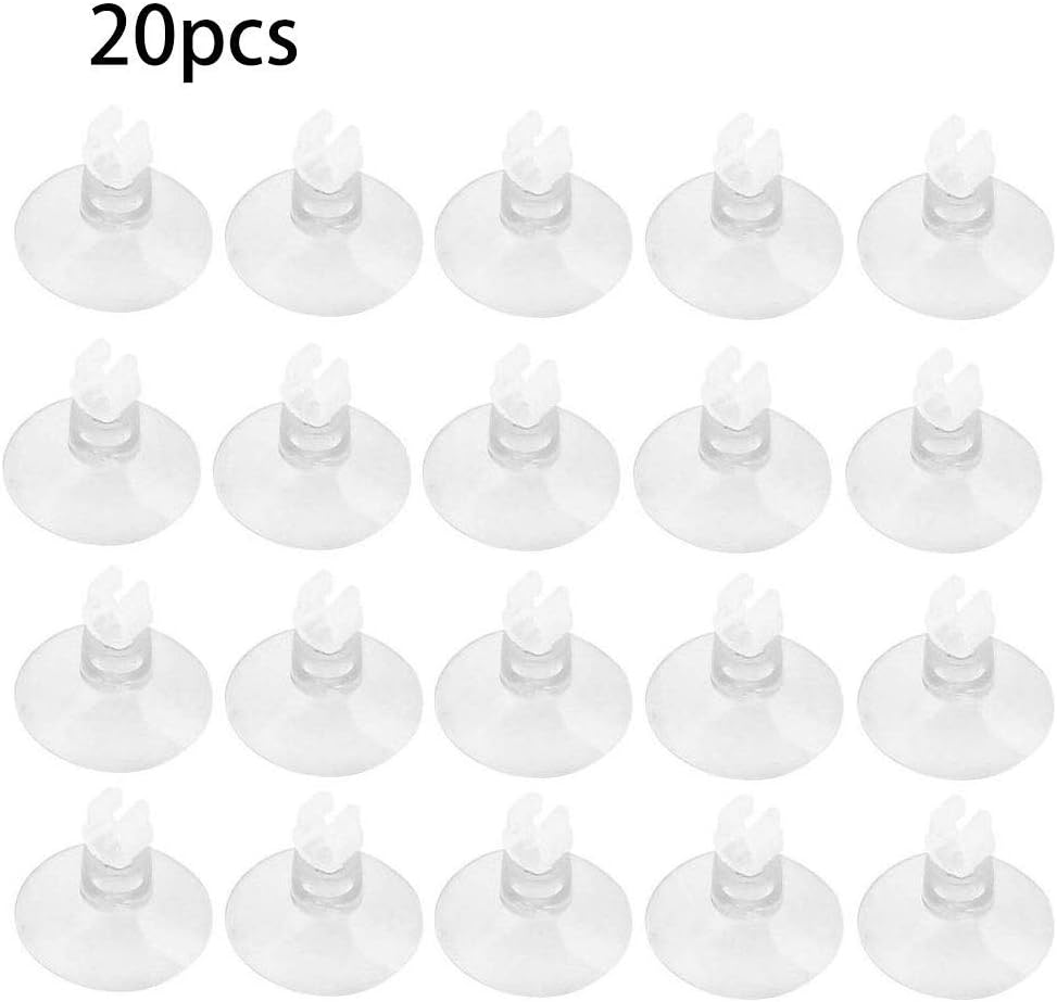 Voarge 20 Piece Aquarium Suction Cup Clips Airline Tube Holder, Aquarium Fish Air Tank Line Tube Hose Suction Pump Glasses, Suction Cups for 4/6 mm Airline Air Traffic Line Hose Holder
