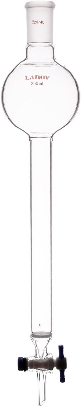 Laboy Glass Chromatography Column 24/40 with 250mL Reservoir & Fritted Disc 26mm in Column O.D.& 305mm in Effective Length