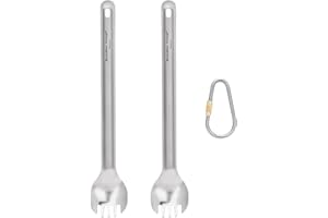 Boundless Voyage 220mm Titanium Long Handle Spoon Spork with Polished Bowl Lightweight Never-Rust (Ti) Professional Flatwear 