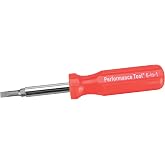 Performance Tool W975 6-in-1 Quick Change Multi-Bit Screwdriver | Hex torque handle. 1/4 and 5/16-inch nut driver ends. Phillips and slotted bits. Chrome vanadium steel construction