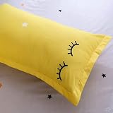 Loussiesd Kids Duvet Cover Set Cute Cartoon Eyelash Stars Reversible view 5