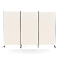 Giantex 3 Panel Folding Room Divider with Rollers