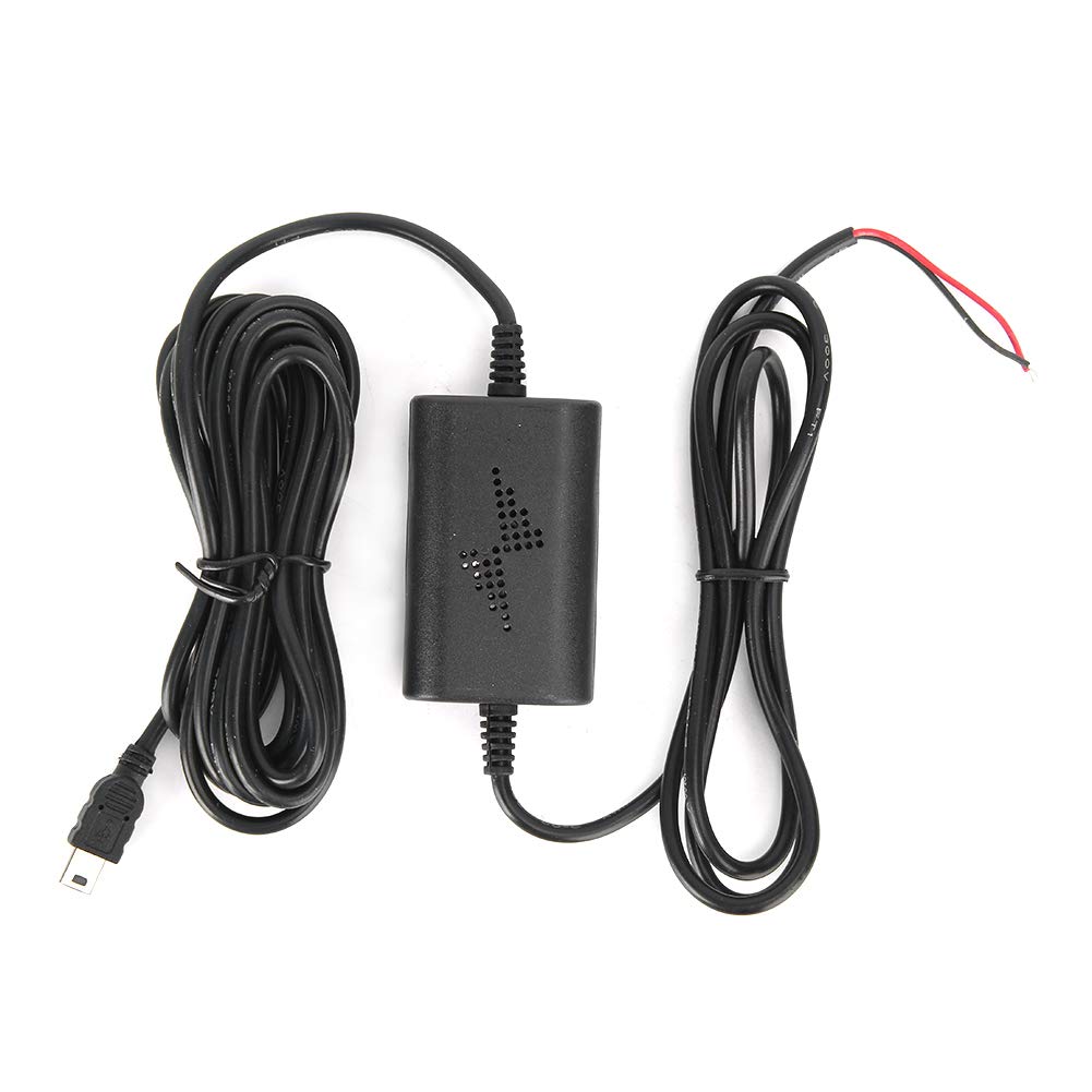 Qiilu Dash Cam Hardwire Kit 12V/24V to 5V 2.5A Straight USB Step-Down Line for Parking Monitoring O9y679