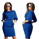 Womail Women Vintage Business Casual Party Pencil Sheath Dress (XL, A_Blue)
