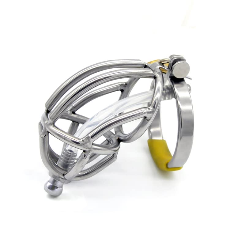 The Bondage Locker Chastity Cage Male Chastity Device with Removable Urethral Tube Silver