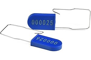 RASUNKAE 20pcs Security Metal Wire Padlocks, Plastic Security Seals Disposable Anti-Tamper Tag Locks with Numbered Anti Tamper Tag Hasps (Blue, 20pcs)