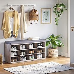 DINZI LVJ Shoe Storage Bench with Cushion, Cubby
