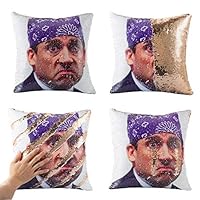 Tiaronics Magic Reversible Sequin Pillow Cases Mermaid Pillow Cases Throw Pillow Covers Cushion Cover Decorative Pillowcase 4040cm(1616") (Prison Mike/Champagnee)