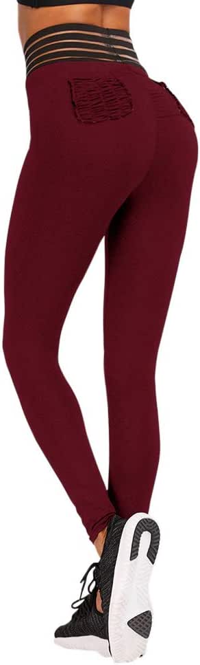 Amazon.com: MOOSLOVER Women's Ruched Butt Lifting Pocket Leggings High Waisted Workout Yoga 