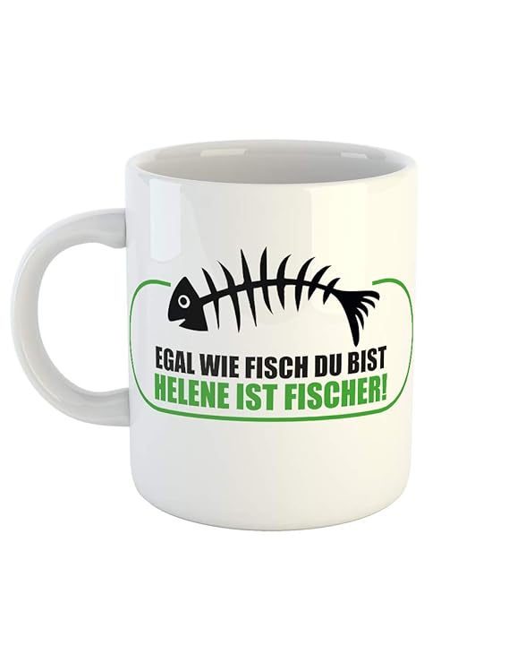clothinx Kaffeetasse mit Aufdruck Egal Wie Fisch Du Bist Helene Ist Fischer