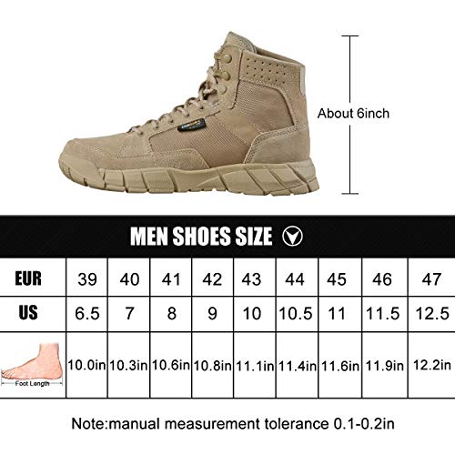FREE SOLDIER Men's Tactical Boots 6" inch Summer Lightweight Breathable Desert Boots with Thin Durable Fabric(Tan, 12.5 US) - Thumbnail 7