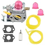 Buckbock 530071752 Carburetor with Fuel Filter Line for C1U-W18 Poulan FL20 FL20C FL25C FL26 FX26S FX26SC FX265 XT260 SST25 SST25C Craftsman Weedeater Featherlite Trimmer 530071822