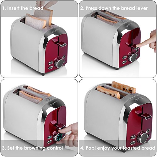image for Toasters, BESTEK 2-Slice Toaster Stainless Steel Digital Display with 