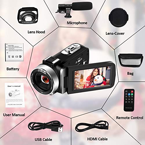 Videocmara-4K-Videocamara-Ultra-HD-WiFi-Videocmara-Digital-con-Micrfono-Full-HD-300MP-Cmara-de-Video-de-Visin-Nocturna-16X-Zoom-Digital-Pantalla-Tctil-de-30-Pulgadas-con-Parasol