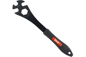 Bike Pedal Wrench: Dual 15mm for Pedals/Wheel Nuts, 16mm Fits Crank Pullers, 24mm Inner Hex Hole, Extra-Long Handle