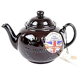 Handmade Original Brown Betty 6 Cup Teapot in Rockingham Brown with 