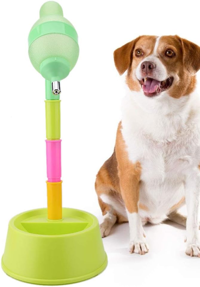 Pet Water Dispenser Pet Cat Standing Water Dispenser Cat Dog Standing Bowl Adjustable Height Water Feeder Drinking Bottle with No-drip Nozzle(Green) - Image 3