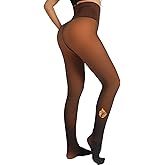 MERYLURE High Waist Fleece Lined Tights Women Skin Tone, Fake Translucent Winter Warm Pantyhose Thick Thermal Leggings