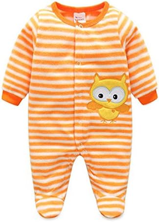 Deylay Baby Girls Boys Cartoon Costumes Infant Outfit Baby Romper Sleepsuit Fleece Orange Owl/59cm