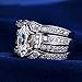 Sunbu Stainless Steel Women's Ring Sets White Clear Cubic Zirconia Marquise Wedding Band Size 5-10