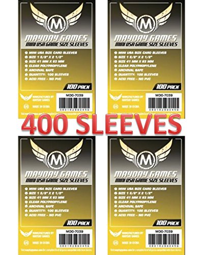 Mayday Games 7039 Clear Sleeves 41x63mm Mini USA Size (4x100 Pack, 400 sleeves)