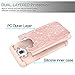 LeYi Compatible with Galaxy J7 Case (2015) with Glass Screen Protector for Women Girls, Luxury Glitter [PC Silicone Leather] Heavy Duty Phone Case for Samsung Galaxy J7 Neo J700 2015 TP Rose Gold