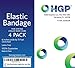 Elastic Bandage Wrap 4 Pack by HGP - Long Compression Bandage with Touch Closure at Both Ends - Extra Wide 6inch X 15 Foot - Precise Compression Wraps Lower Legs, Knee, Ankle Or Chest with No Clips