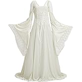 Guaiyumo Womens Renaissance Costume Lace Up Medieval Wedding Dress Cold Shoulder Irish Dress