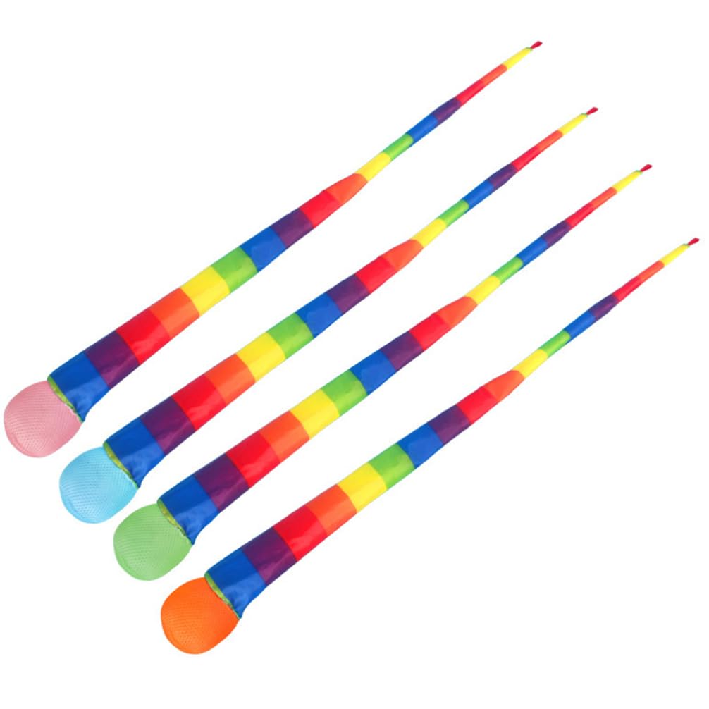 STOBOK 4pcs Throw and Catch Ball with Rainbow Tail Catch Tail Foam Soft Meteor Ball Colorful Playground for Indoor Outdoor Games Activities Throwing School