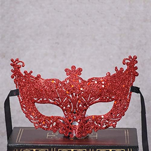 Masquerade Mask Lace Venetian Mask Woman Dance Evening Party Shiny decoration Halloween Carnival Mask-Red