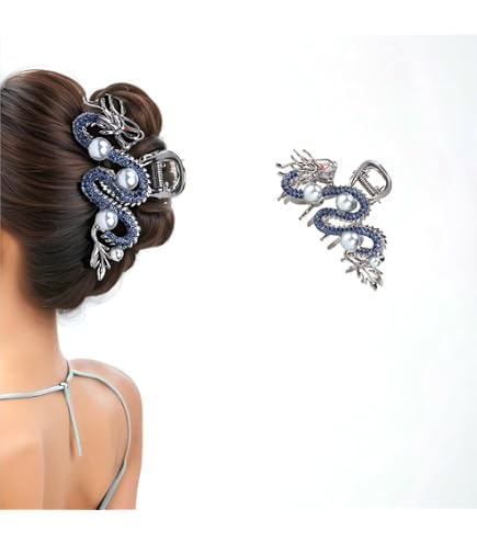 Zodiac Rhinestone Hair Claw Clip - Acetate Non-Slip Strong Hold for Thick Hair Amazon.com : Zinc Alloy Zodiac Dragon Hair Clip, Rhinestone  main image 2