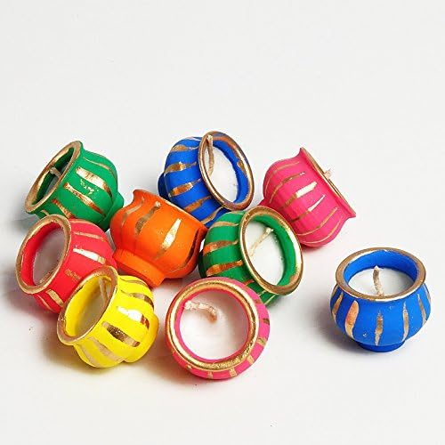 Cultural Concepts Wax Filled Matki Diyas Set Of Nine Pcs