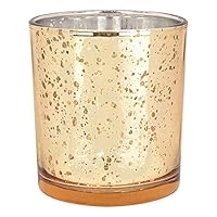 Just Artifacts Mercury Glass Votive Candle Holders 4-Inch Speckled Gold (Set of 12) - Mercury Glass Votive Candle Holders for Weddings and Home Décor
