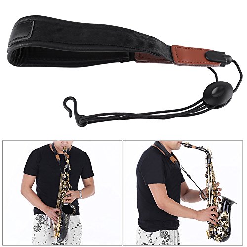 Tosuny Universal Saxophone Neck Strap Adjustable Soft PU Leather Neck Strap with Metal Hook Music Parts for Saxophone - Thumbnail 4