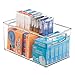 HOHOUSStore Stackable Plastic Long Storage Bin Container with Carrying Handles for Office to Hold Gel Pens, Erasers, Tape, Pens, Pencils, Markers, Notepads, Highlighters, Staplers, 4 Pack - Clear, large-76, Black-76