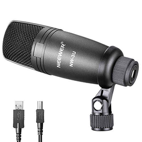 Neewer Vocal Condenser Microphone with Microphone Holder Swivel Mount and USB Cable for Broadcasting Studio Recording Online Singing Games Chatting Network Teaching Video Conferencing,Gray(NW-3U)