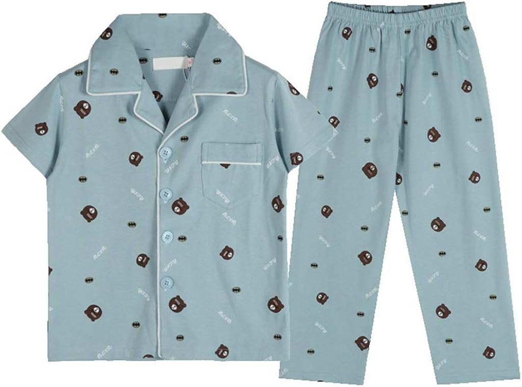 Amazon キッズパジャマ 男の子 半袖 長ズボン 綿 春夏 ルームウェア 上下セット 前開き かわいい 快適 柔らかい 通気性 部屋着 寝間着 子供服 パジャマ 通販