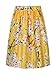 PERSUN Women Floral Midi A-Line Skater Skirt Yellow