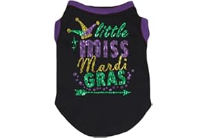 Petitebella Mardi Gras Theme Black Puppy Dog Shirt (Little Miss Mardi Gras, Medium)