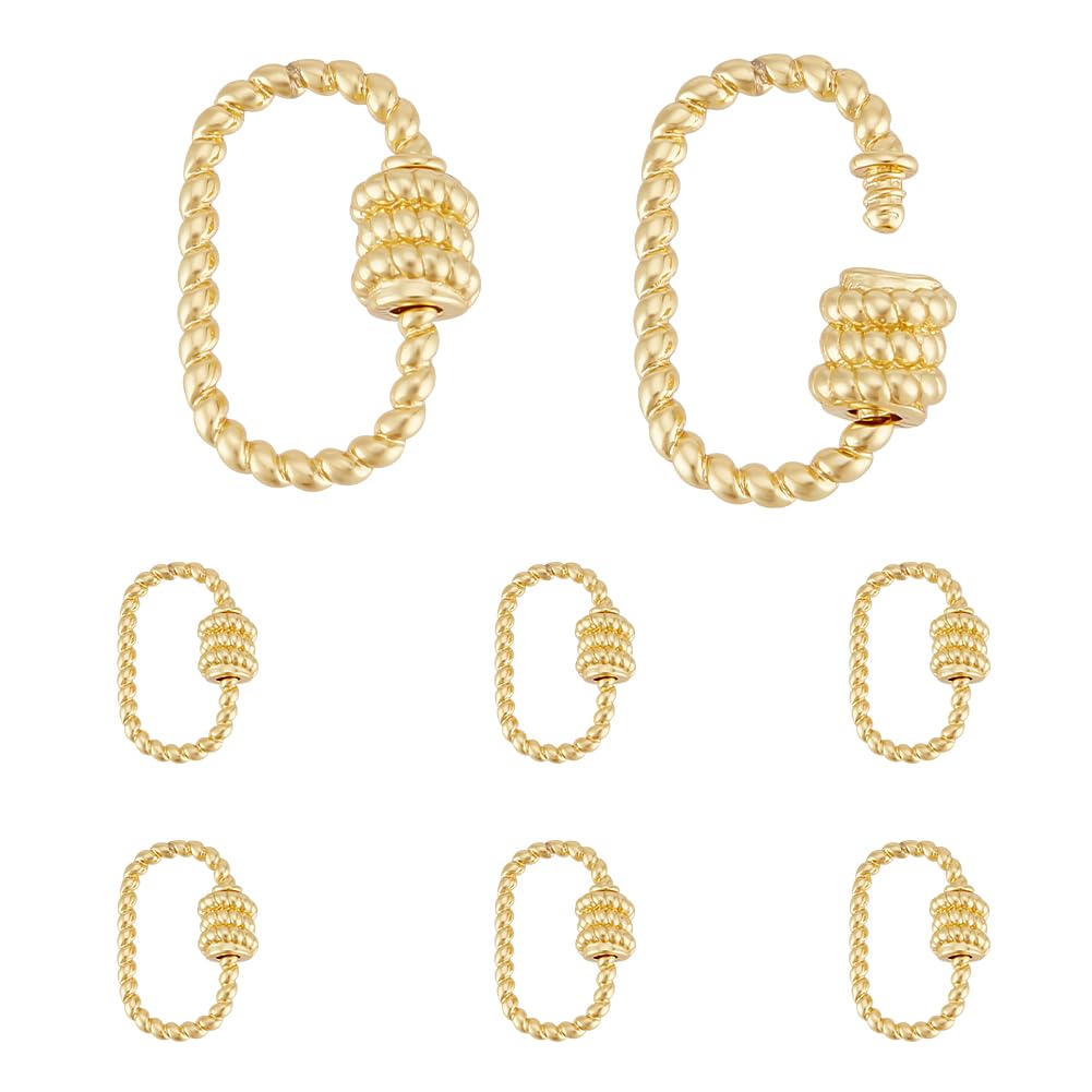 UNICRAFTALE 6pcs Golden Screw Carabiner Lock Brass Screw Lock Clip Clasps Lock Key Carabiner Clasp Metal Keychain Clip Hook Quick Link for Jewelry Making Handbag DIY Accessory