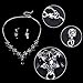 EVER FAITH Hibiscus Teardrop Austrian Crystal Necklace Earrings Set Silver-Tone - Black