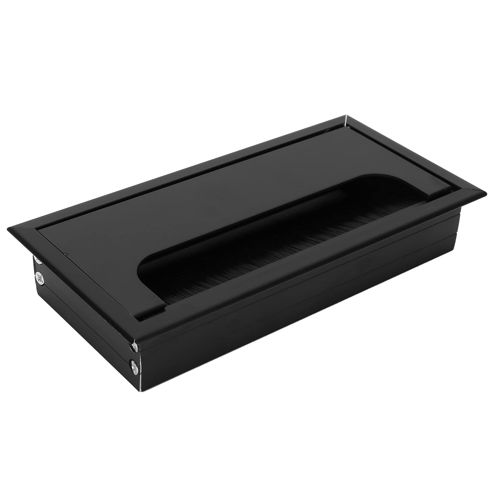 6.3x3.1in Desk Grommet, Rectangle Desk Cable Hole Cover Aluminum Alloy Wire Grommet with Brushes for Office Computer Wires — image 1