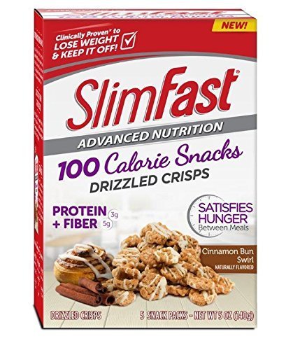 Slim Fast Advanced Mini Crisps Snacks, Cinnamon Bun Swirl, 5 Count by Slimfast