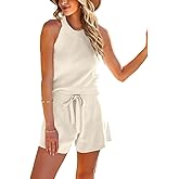 SySea Women's Summer 2 Piece Outfits Knit Halter Tank Top and Shorts Lounge Set