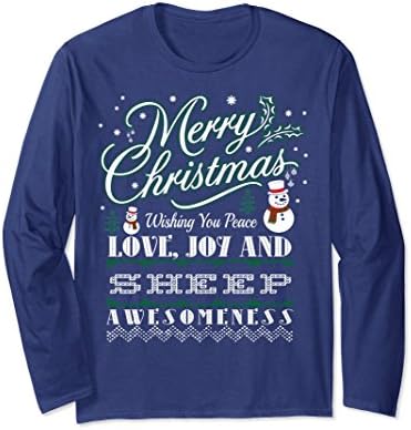 Unisex Merry Christmas Joy Love Sheep Pets Ugly Sweater Tshirt Large Navy