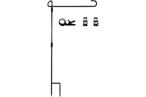 Akeydeco Garden Flag Stand-Holder-Pole with Flag Stopper and Clip Waterproof Powder-Coated Paint for House Flags,Decorative Yard Seasonal Flags