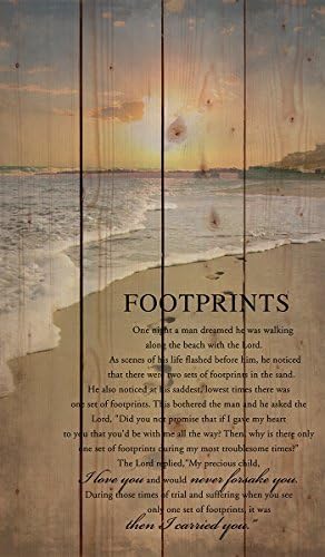 Footprints in the Sand Beach Scene 24 x 14 Wood Pallet Design Wall Art Sign by Leiacikl
