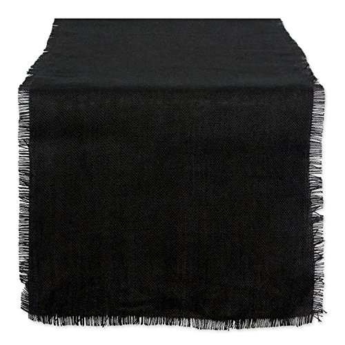 DII CAMZ37824 TABLERUNNER JUTE 15X74, Solid Black