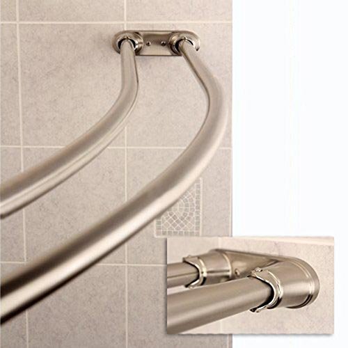 Bennington Adjustable Double Curved Shower Curtain Rod, Satin Nickel