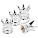4x Chrome Silver Crown Tire Wheel Air Valve Stem Cap Set For ATV Car Hotrod Ratrod SUV Truck Ford Dodge GMC Toyota Honda Nissan Subaru Cadillac Chevrolet